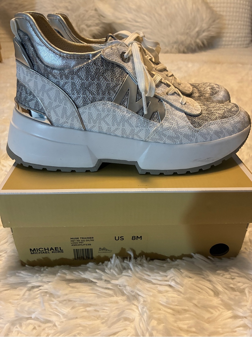 Women’s Michael Kors Silver Metallic Platform Sneakers